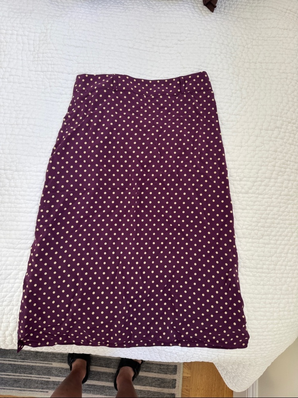 Purple Polka Dot Midi Skirt - Classic A-Line